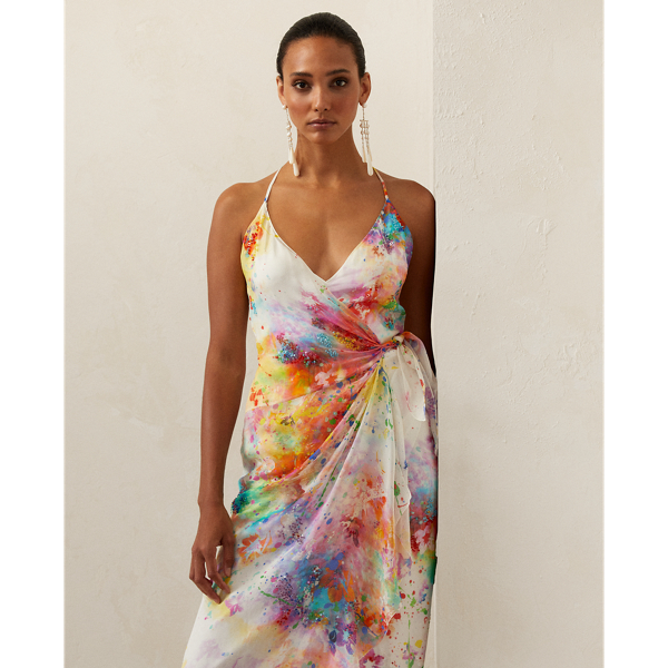 Robe Calico sans manches en gaze Ralph Lauren Collection en Blanc multi 4