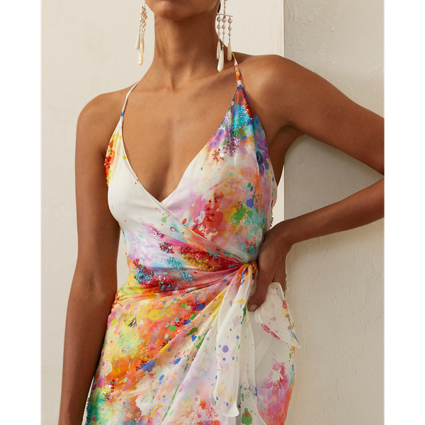 Robe Calico sans manches en gaze Ralph Lauren Collection en Blanc multi 6