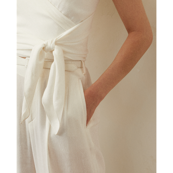 &Auml;rmellose Bluse Coleta mit Leinen Ralph Lauren Collection in Wei&szlig;grau 6