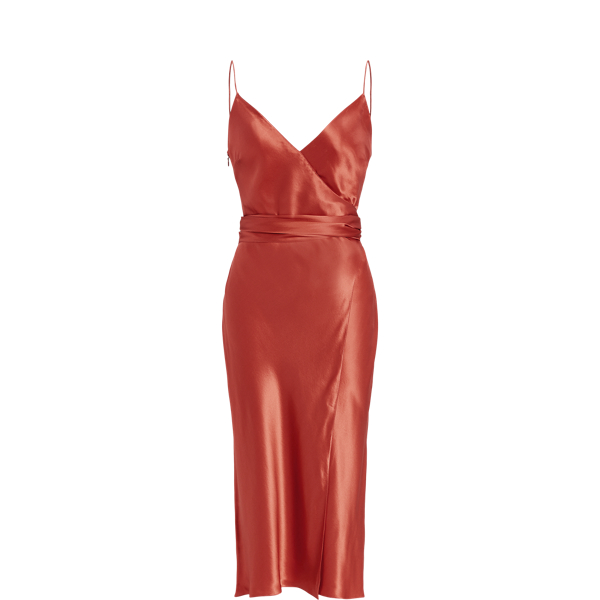 Robe de cocktail Novah en satin Ralph Lauren Collection en Orange vermillon 2