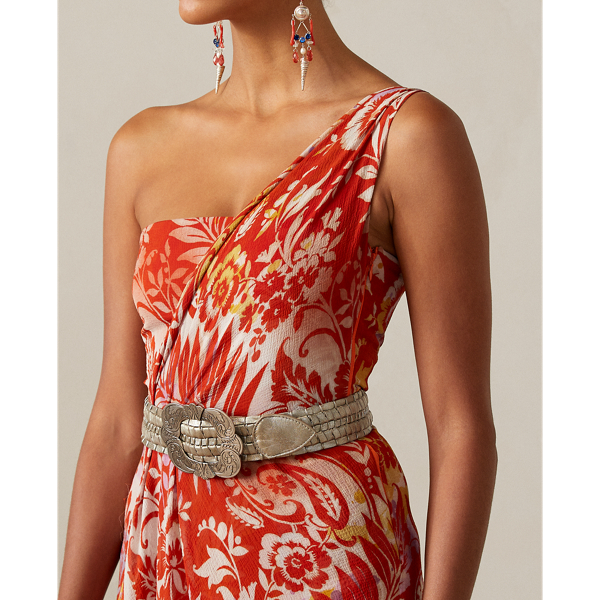 Einschultriges Cocktailkleid O'Keefe Ralph Lauren Collection in Rot/Orange gebl&uuml;mt multi 6