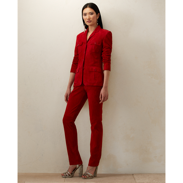 Poppy Red Keirnan Lamb-Suede Blazer Ralph Lauren Collection 3