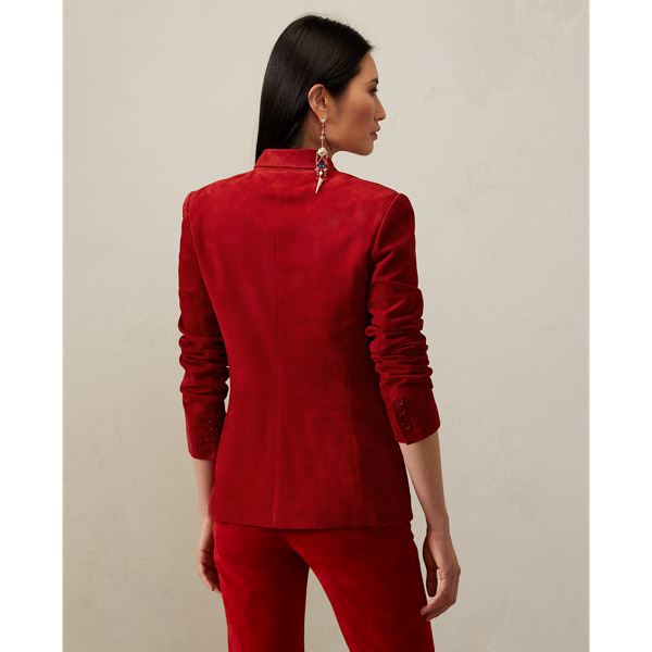 Poppy Red Keirnan Lamb-Suede Blazer Ralph Lauren Collection 4