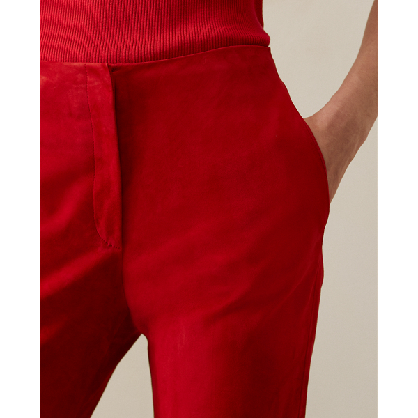 Lammwildlederhose Simone Ralph Lauren Collection in Mohnrot 6