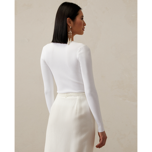 Off White Rib-Knit Long-Sleeve Jumper Ralph Lauren Collection 5
