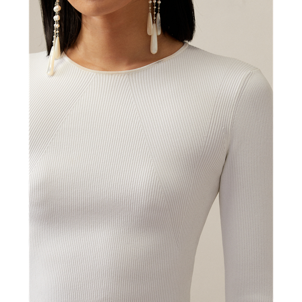 Off White Rib-Knit Long-Sleeve Jumper Ralph Lauren Collection 6