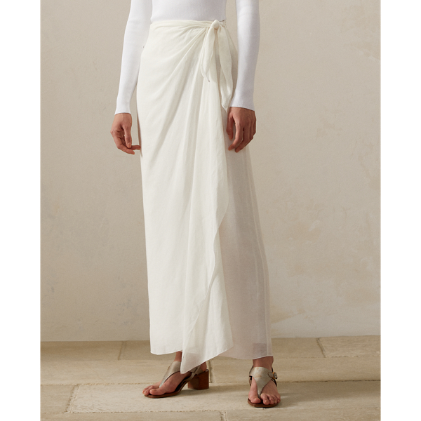 Off White Danyelle Linen Voile Maxiskirt Ralph Lauren Collection 4