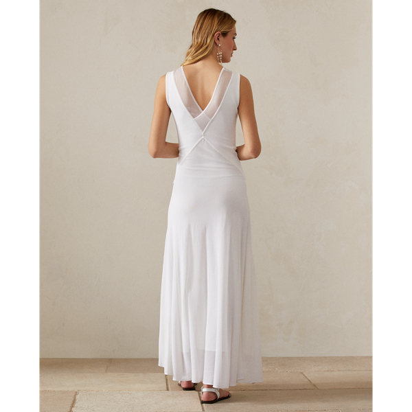 &Auml;rmelloses V-Ausschnitt-Pulloverkleid Ralph Lauren Collection in Wei&szlig;grau 5