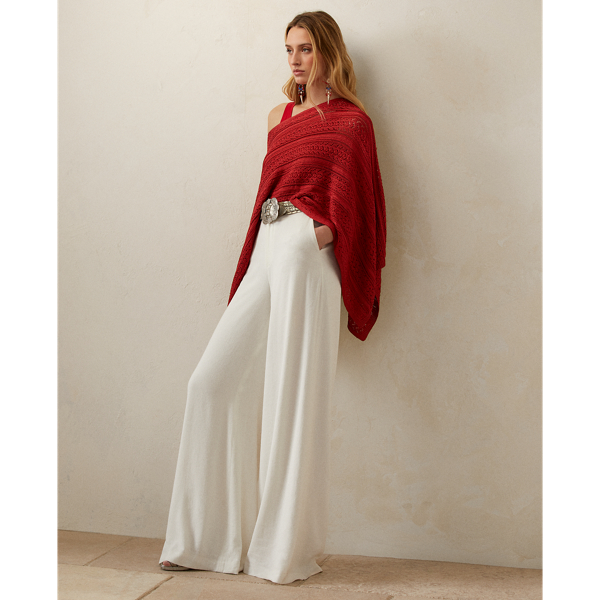 Poncho-Pullover aus Seide mit Lochmuster Ralph Lauren Collection in Mohnrot 4