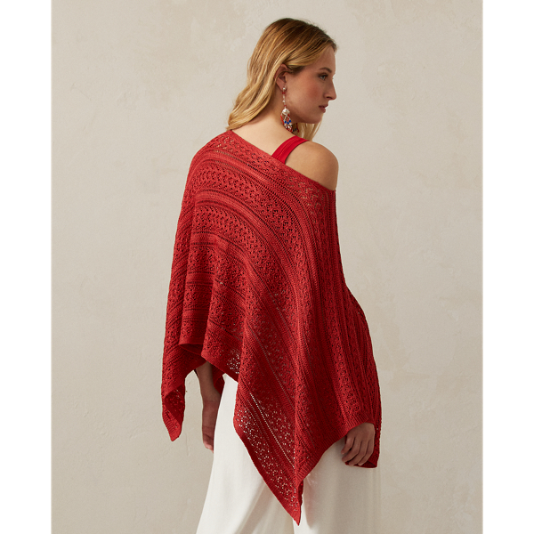 Poncho-Pullover aus Seide mit Lochmuster Ralph Lauren Collection in Mohnrot 5