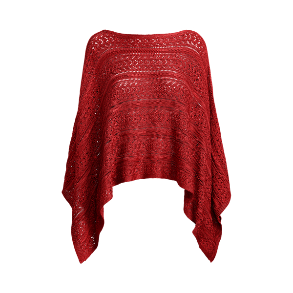 Poncho-Pullover aus Seide mit Lochmuster Ralph Lauren Collection in Mohnrot 2