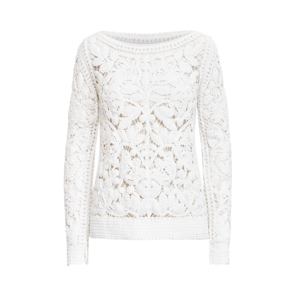 White Floral Crochet Cotton Jumper Ralph Lauren Collection 2