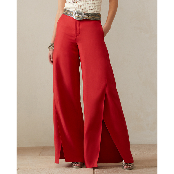 Poppy Red Leora Linen-Blend Trouser Ralph Lauren Collection 4