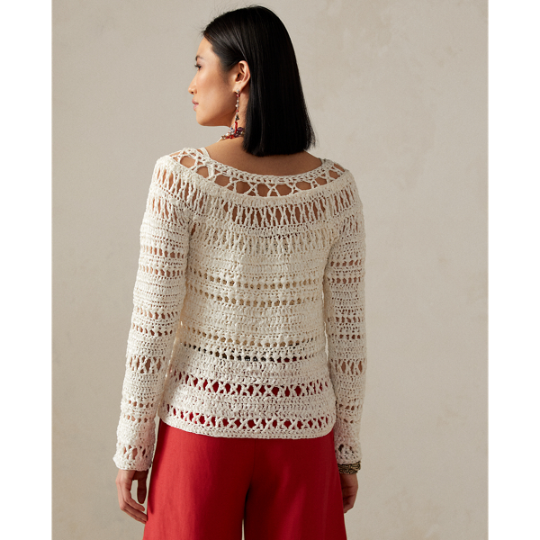 Off White Crocheted Boatneck Jumper Ralph Lauren Collection 4