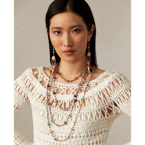 Off White Crocheted Boatneck Jumper Ralph Lauren Collection 5