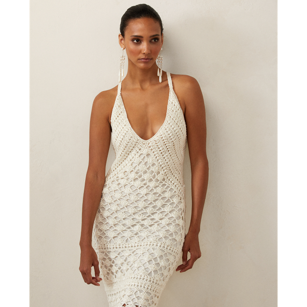 &Auml;rmelloses V-Ausschnitt-Pulloverkleid Ralph Lauren Collection in Wei&szlig;grau 4