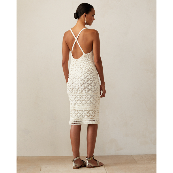 &Auml;rmelloses V-Ausschnitt-Pulloverkleid Ralph Lauren Collection in Wei&szlig;grau 5