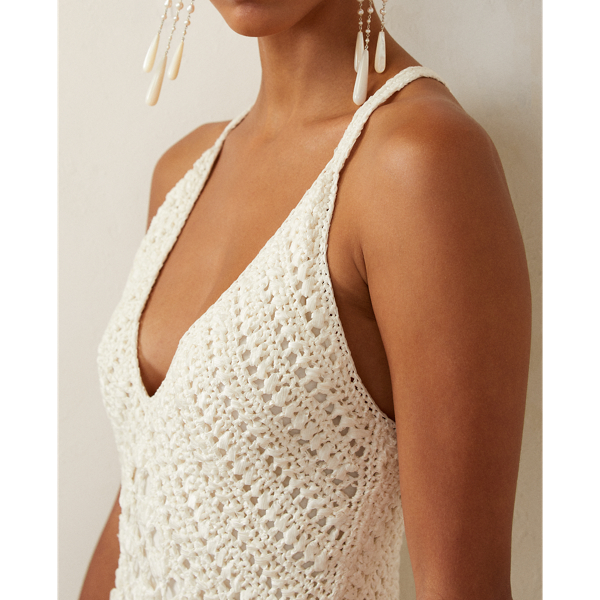 &Auml;rmelloses V-Ausschnitt-Pulloverkleid Ralph Lauren Collection in Wei&szlig;grau 6