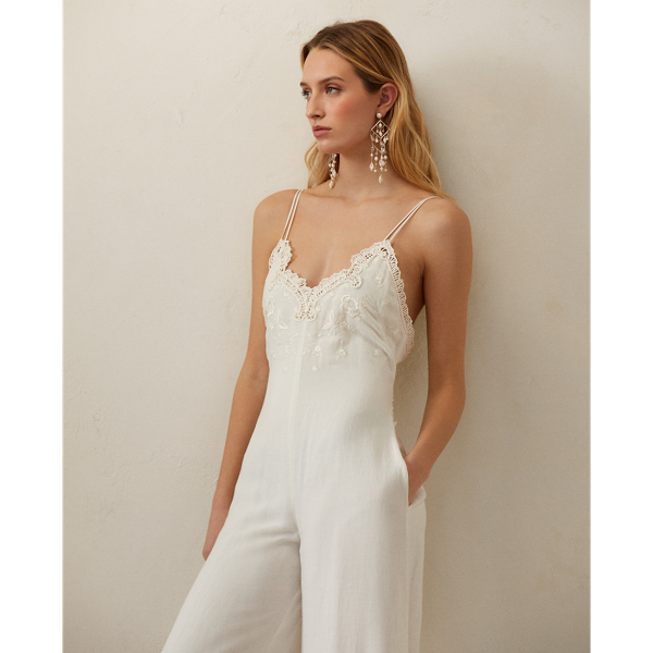 Jumpsuit Tilton aus Leinenvoile Ralph Lauren Collection in Wei&szlig;grau 4