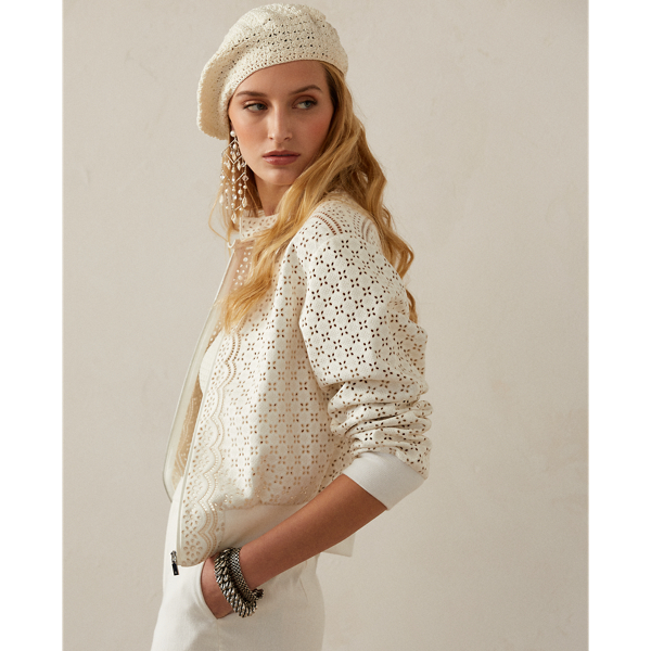 White Juliet Nappa Leather Bomber Jacket Ralph Lauren Collection 6