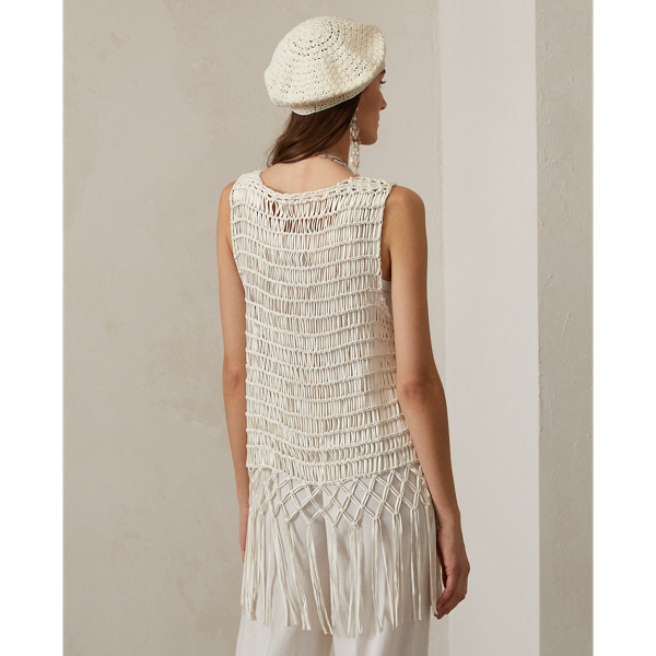 Weste Aldo aus Makramee-Nappaleder Ralph Lauren Collection in Wei&szlig; 5