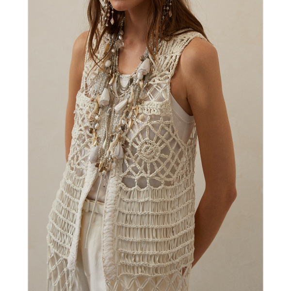 Weste Aldo aus Makramee-Nappaleder Ralph Lauren Collection in Wei&szlig; 6