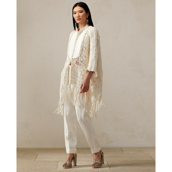 White Aliya Macram&eacute; Nappa Leather Shirt Ralph Lauren Collection 4