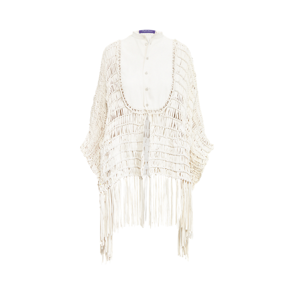 White Aliya Macram&eacute; Nappa Leather Shirt Ralph Lauren Collection 2