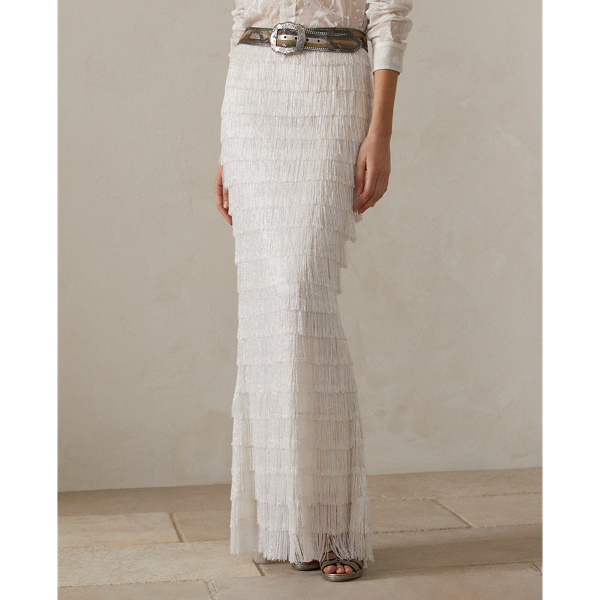 Maxi jupe d&eacute;cor&eacute;e Fontanna Ralph Lauren Collection en Blanc 4