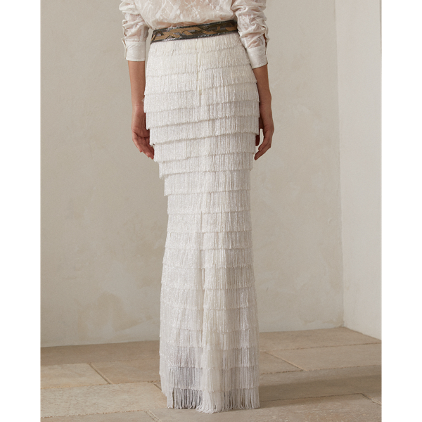 Maxi jupe d&eacute;cor&eacute;e Fontanna Ralph Lauren Collection en Blanc 5