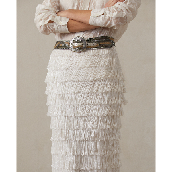 Maxi jupe d&eacute;cor&eacute;e Fontanna Ralph Lauren Collection en Blanc 6