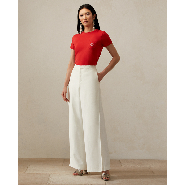 Poppy Red Monogram Cotton Pocket T-Shirt Ralph Lauren Collection 4