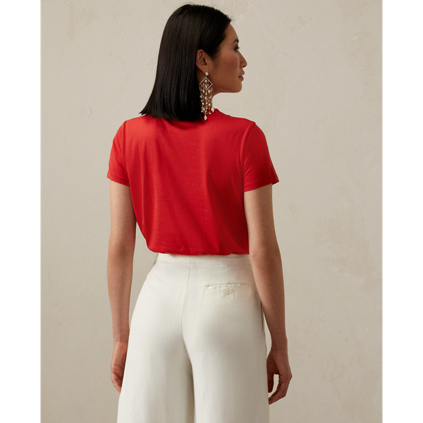 Poppy Red Monogram Cotton Pocket T-Shirt Ralph Lauren Collection 5