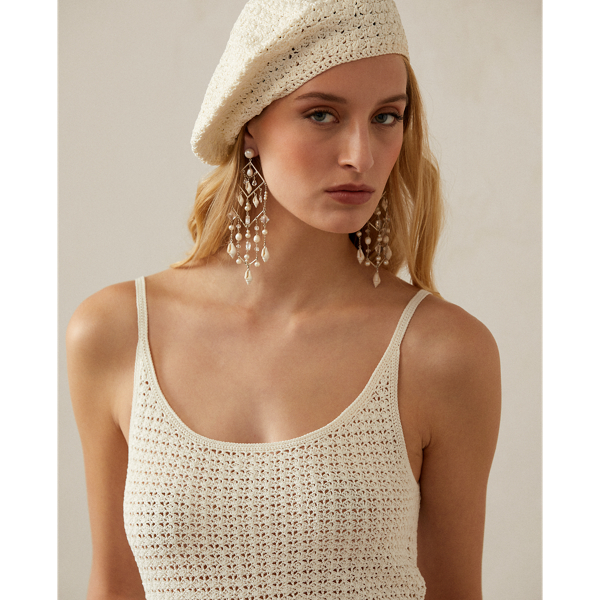 &Auml;rmelloser, geh&auml;kelter Seidenpullover Ralph Lauren Collection in Wei&szlig;grau 6