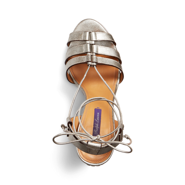 Sandale Atida aus Metallic-Kalbsleder Ralph Lauren Collection in Silber 4