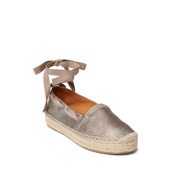 Espadrille Barra aus Hirschleder Ralph Lauren Collection in Silber 2