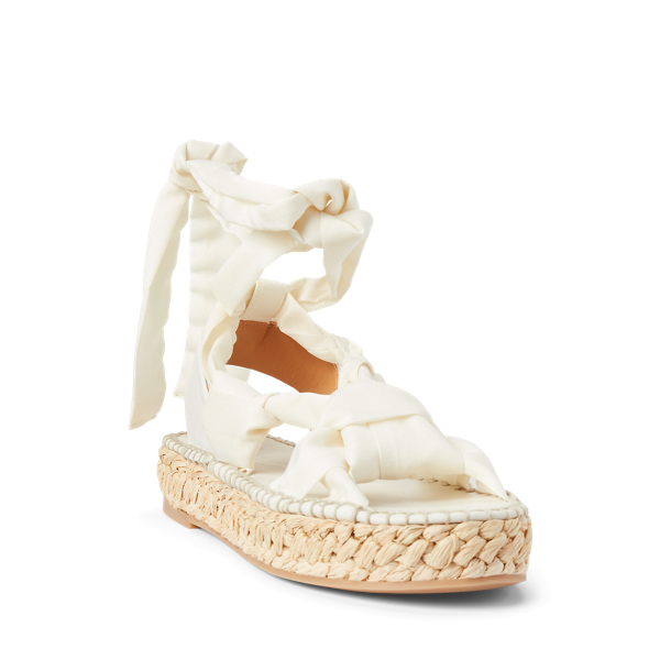 White Lilyann Ikat-Print Sandal Ralph Lauren Collection 2