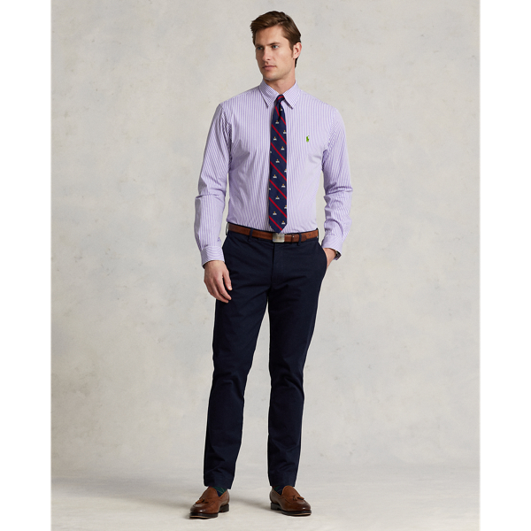 Lavender/White Classic Fit Striped Stretch Poplin Shirt Polo Ralph Lauren 3