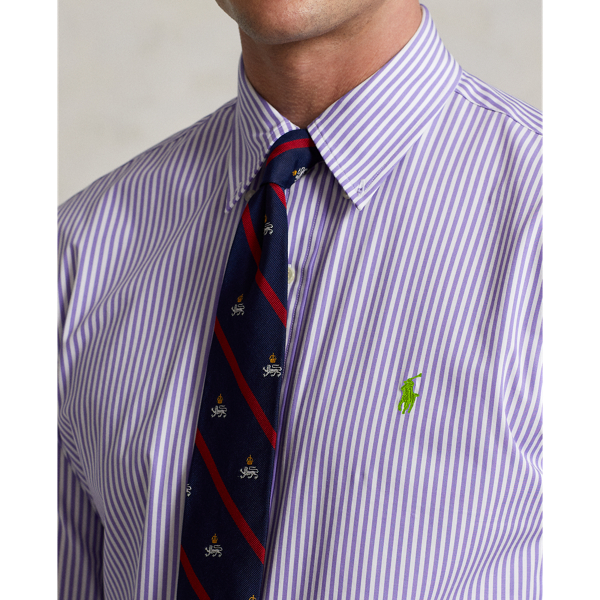 Lavender/White Classic Fit Striped Stretch Poplin Shirt Polo Ralph Lauren 5