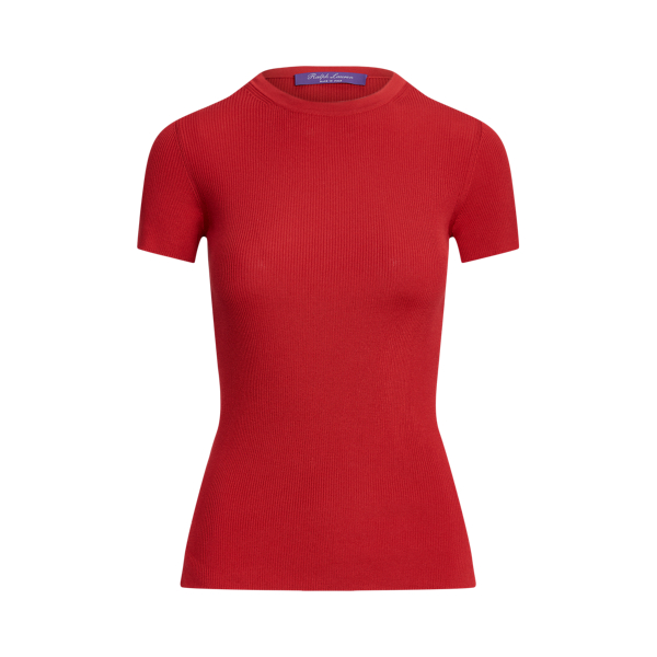 Rib-Knit Silk Tee Ralph Lauren Collection 1
