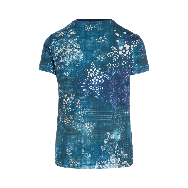 T-shirt col rond motif patchwork coton Ralph Lauren Collection en Bleu multi 2