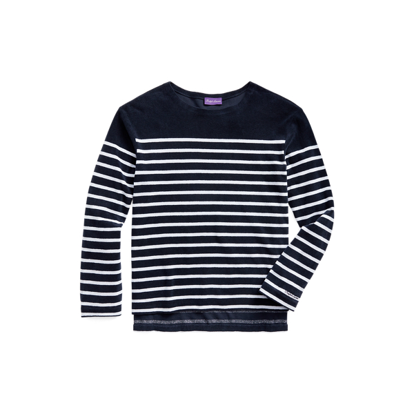 Striped Terry Boatneck Sweatshirt Purple Label 1