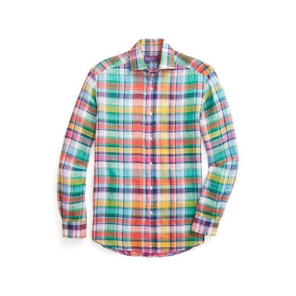 Plaid Linen Shirt Purple Label 1