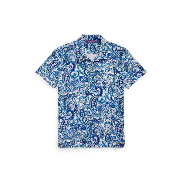 Badstof Polo-shirt met paisleyprint Purple Label in 1