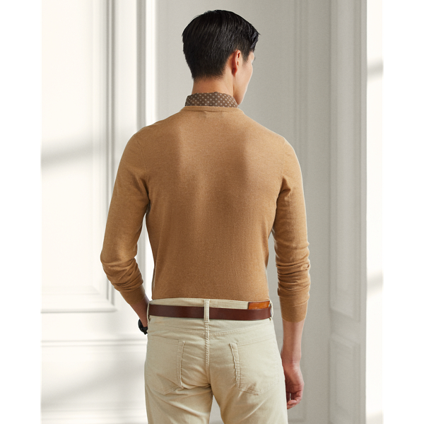 Camel Melange Cashmere Crewneck Sweater Purple Label 5