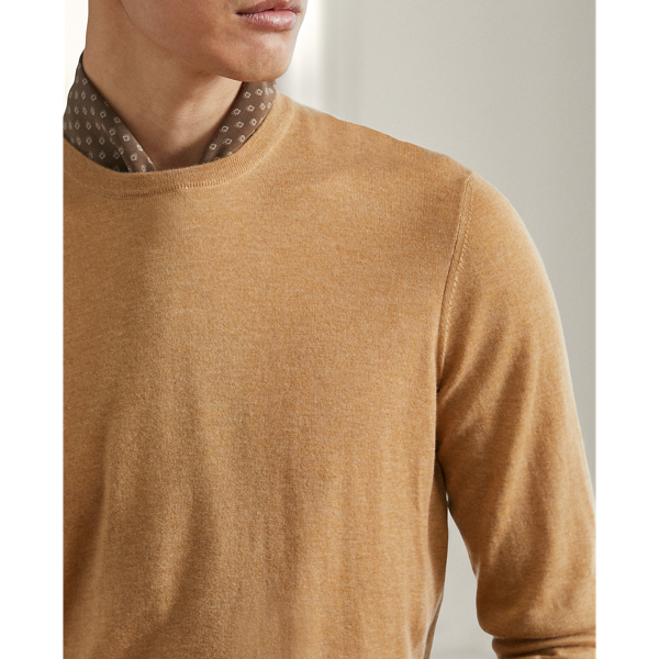 Camel Melange Cashmere Crewneck Sweater Purple Label 6