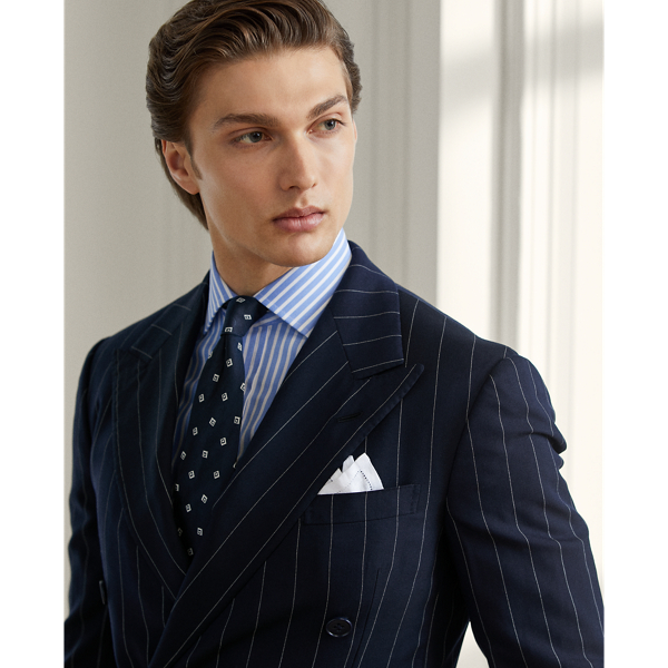 Navy & Cream Kent Pinstripe Wool-Cashmere Suit Purple Label 6
