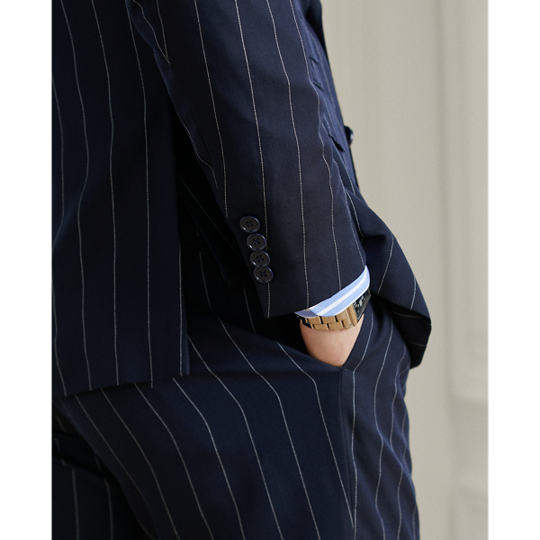 Navy & Cream Kent Pinstripe Wool-Cashmere Suit Purple Label 7