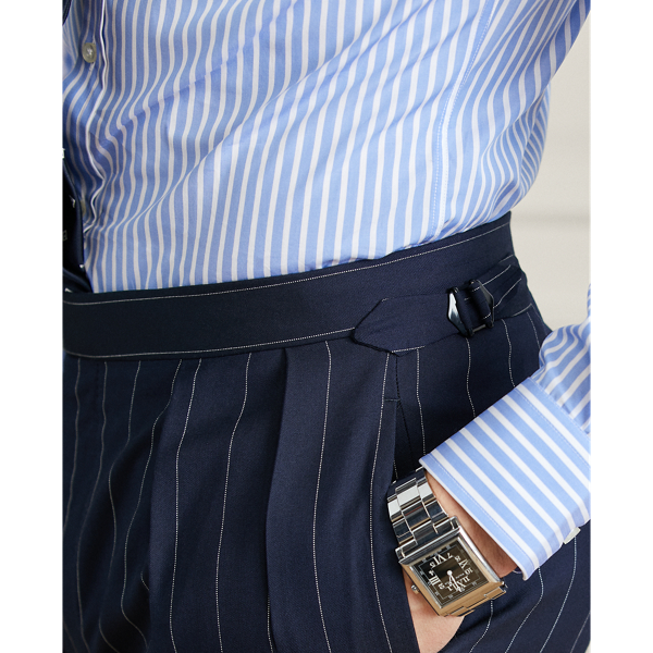 Navy & Cream Kent Pinstripe Wool-Cashmere Suit Purple Label 10