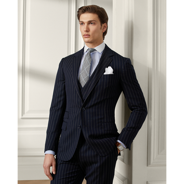 Navy & Cream Kent Pinstripe 3-Piece Suit Purple Label 4